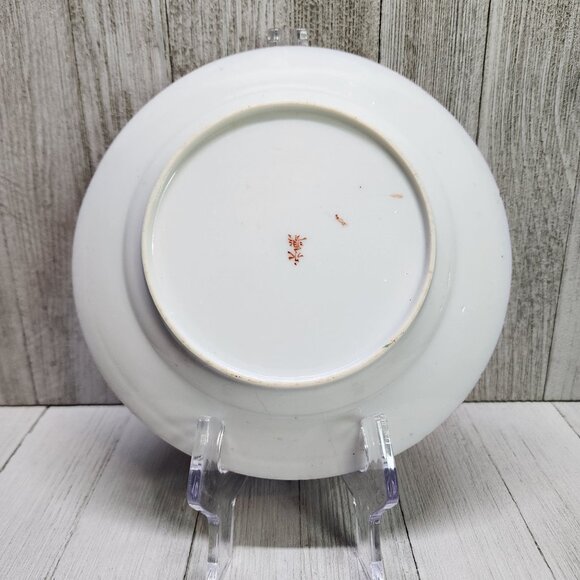 Vintage Antique Chinese Rare Red Coral Porcelain 7in Plate Silver Black Dragon - Picture 9 of 10